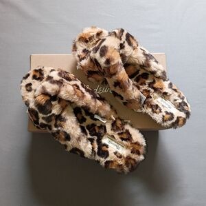 MADEWELL size 10 Furry Leopard Print Twist Slippers